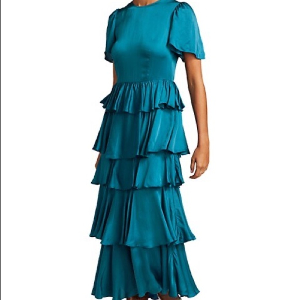 RHODE Serena Dress Lagoon Teal Blue, Size Small